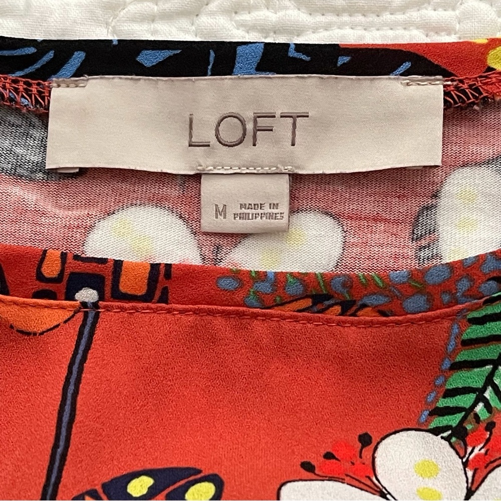 LOFT Floral Hummingbird Sleeveless Tank Top Size M - Picture 8 of 9